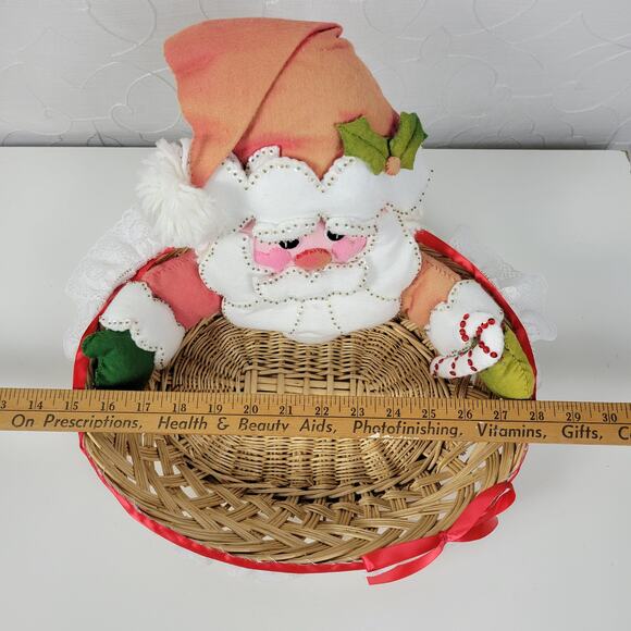 Vintage Christmas Santa Hamper Basket Decorative Wicker Organizing Food Basket - Picture 3 of 14